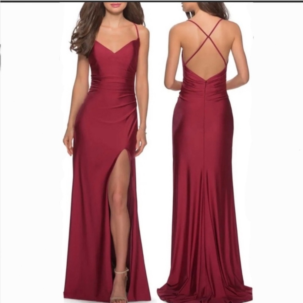 Red La Femme full length gown.